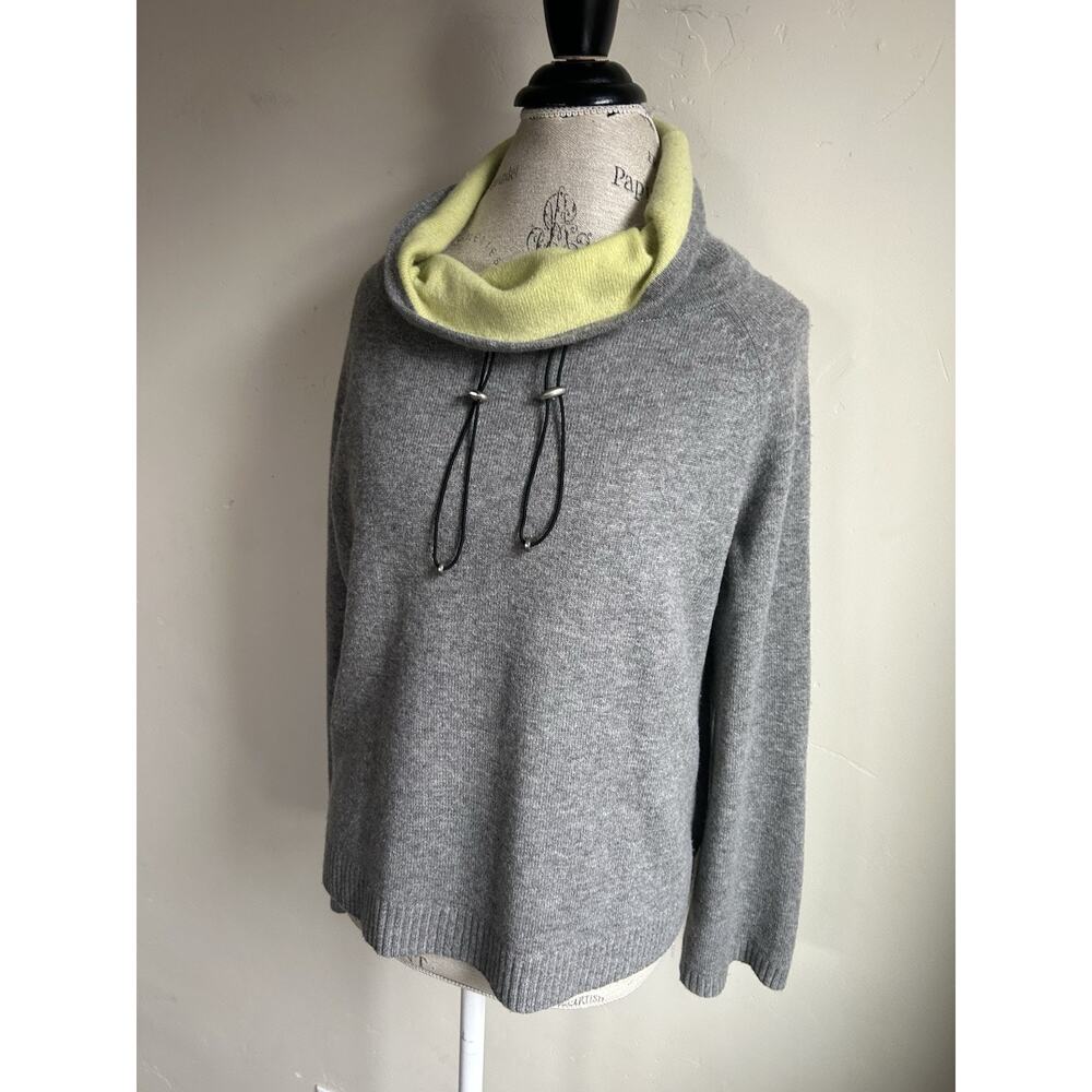 Lisa Todd Cashmere Merino Wool Sweater Women’s M Gray Cowl Neck Zip Knit MINT - Picture 6 of 13